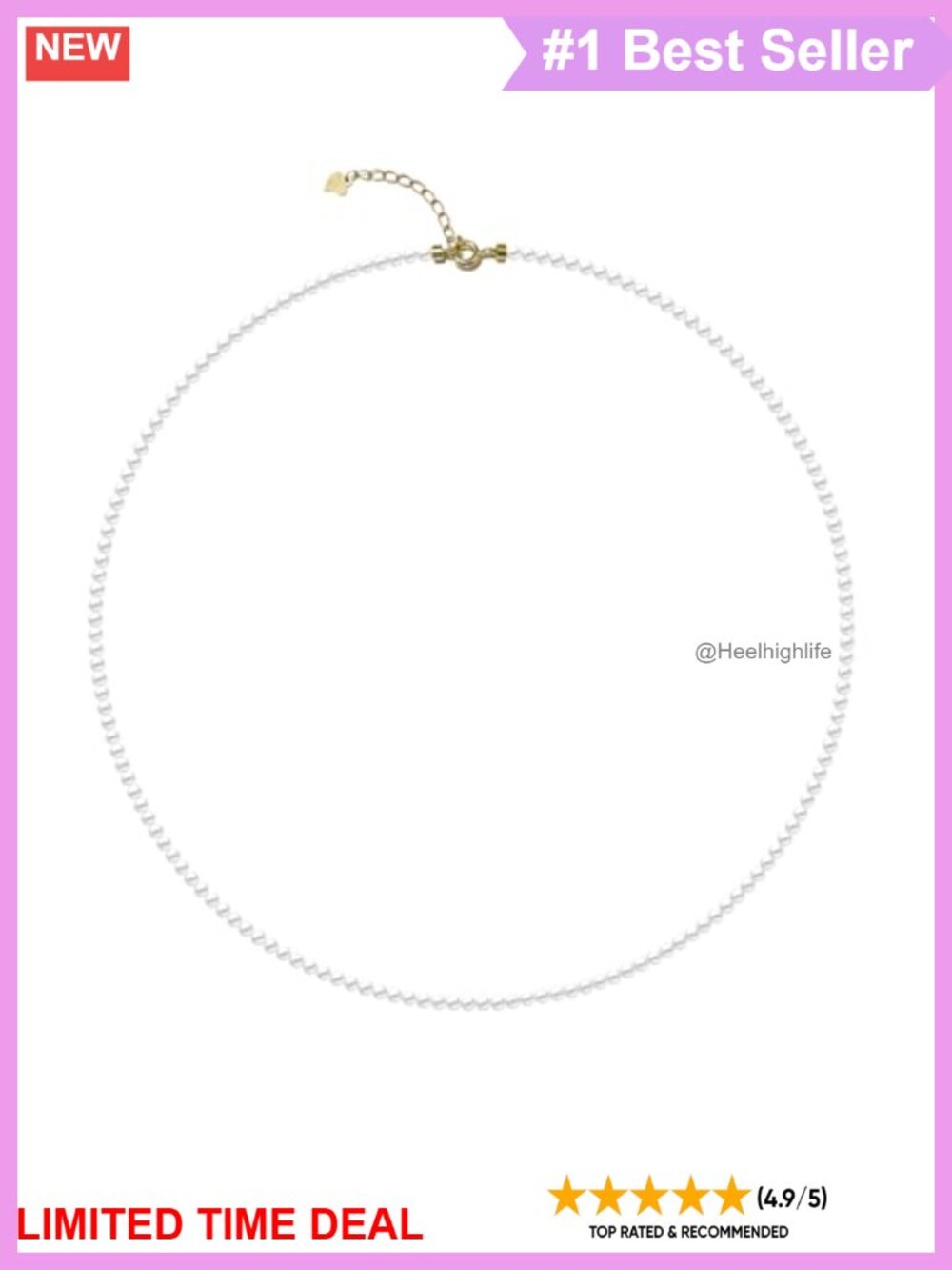 Dainty Tiny 2mm Pearl Choker Necklace 14k Gold Plated 925 Silver